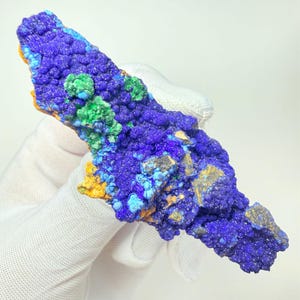 amazing azurite with malachite ,  Mineral Home Decor, Fibrous Azurite, Mineral Collector, Geology Gift