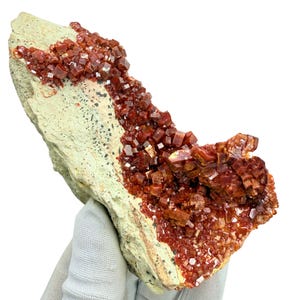 Moroccan Vanadinite Mineral Specimen: Red Crystal Display Stone