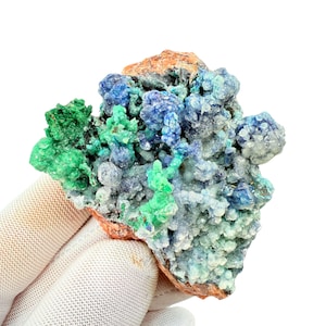 amazing azurite with malachite ,  Mineral Home Decor, Fibrous Azurite, Mineral Collector, Geology Gift