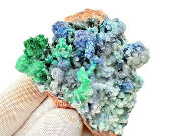 amazing azurite with malachite ,  Mineral Home Decor, Fibrous Azurite, Mineral Collector, Geology Gift