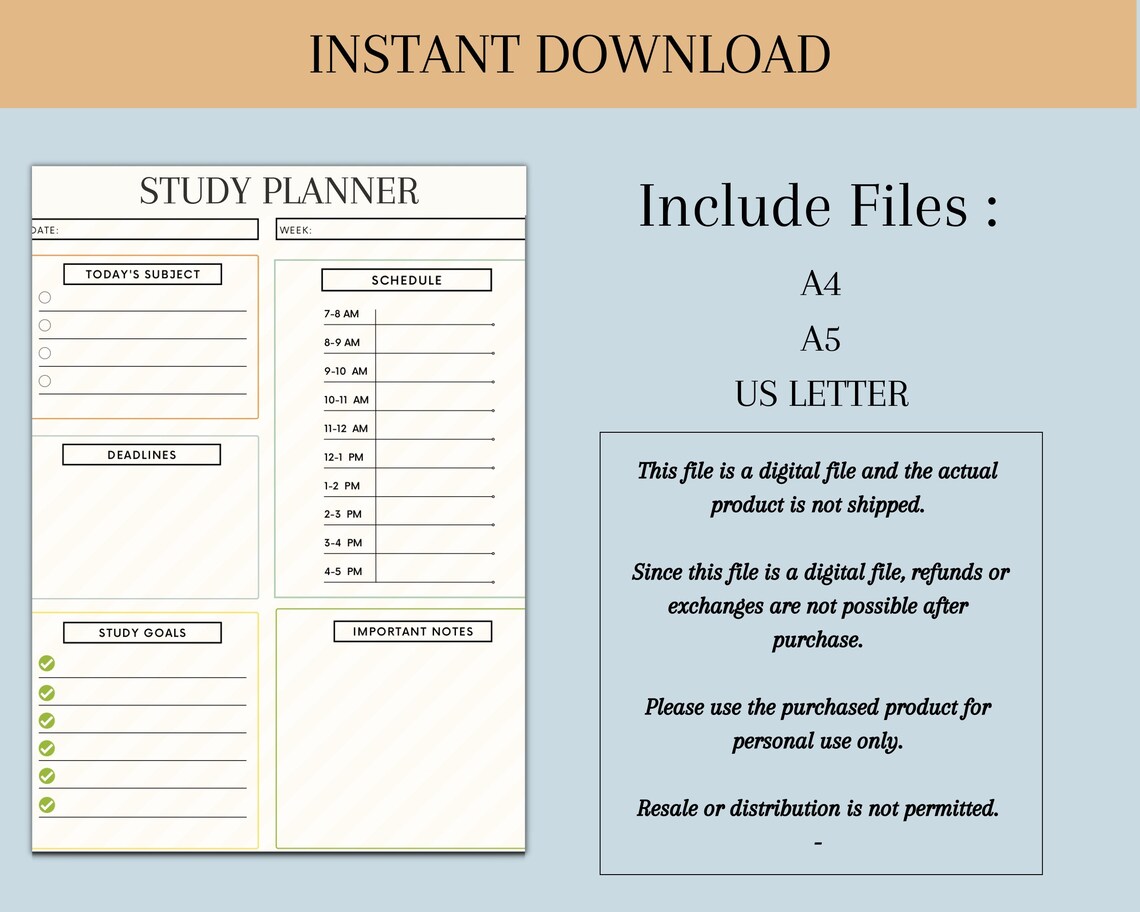 Weekly Study Schedule Template Weekly Study Plan Printable - Etsy