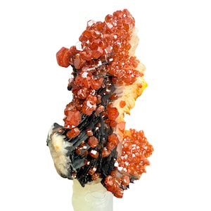 Vanadinite with barite 4x2x2 cm, 34g Mineral Specimen, vanadinite mineral specimen, Vanadinite crystal, Red crystals, Barite mineral