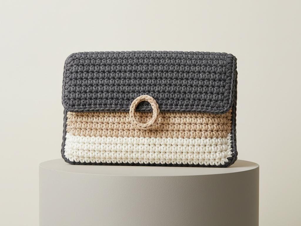 40 Crochet Clutch Bags with Fringe, Wristlets, and Granny Squares 29 Crochet Colorblock Clutch Bag