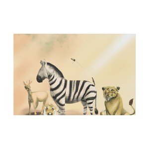 Rainbow Zebra Watercolor Zoo Animal Art Print