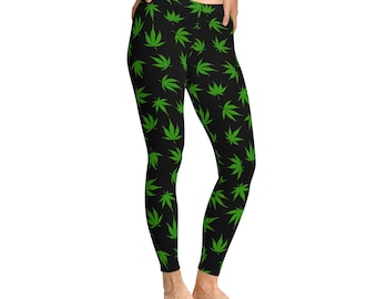 Marijuana leaf Stretchy Leggings