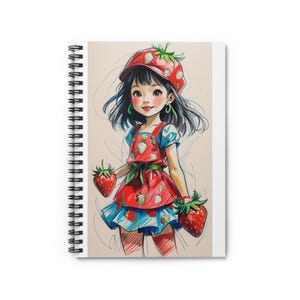 Adorable cahier à spirales aux fraises - Parfait pour les étudiants, les artistes, les idées cadeaux, la tenue d'un journal, l'ambiance estivale, les cadeaux d'anniversaire