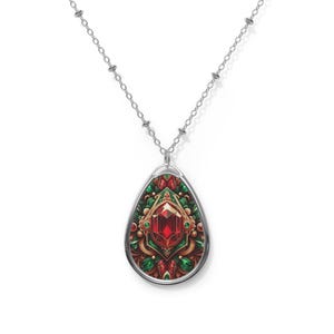 Oval Gemstone Pendant Necklace: Bohemian Fashion Accessory
