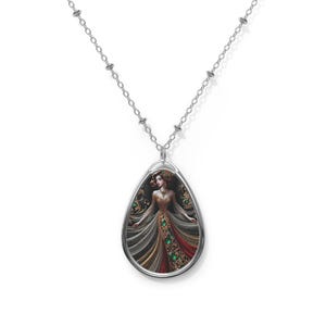 Artistic Oval Pendant Necklace: Vibrant Colors, Zinc Alloy, Vintage Style