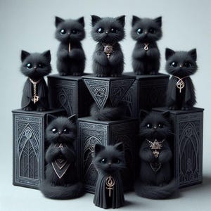 Lot mignons chats noirs : téléchargement immédiat en pdf