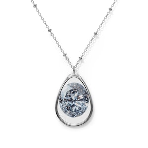 Dainty Oval Gemstone Pendant Necklace: Minimalist Silver Jewelry