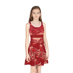 Floral Girls&#39; Sundress: Vibrant Summer Party Twirl Dress