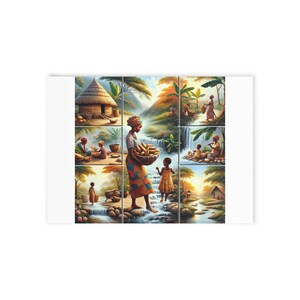 Tarjetas festivas culturales, tarjetas de felicitación de arte africano, impresiones a una cara para celebraciones, postales artísticas únicas, tarjetas de felicitación de temporada