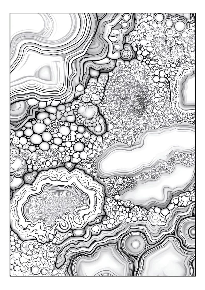 Stone Pattern Coloring Pages Set of 32 Printable Coloring Pages With Small Agate Stones in Section ...