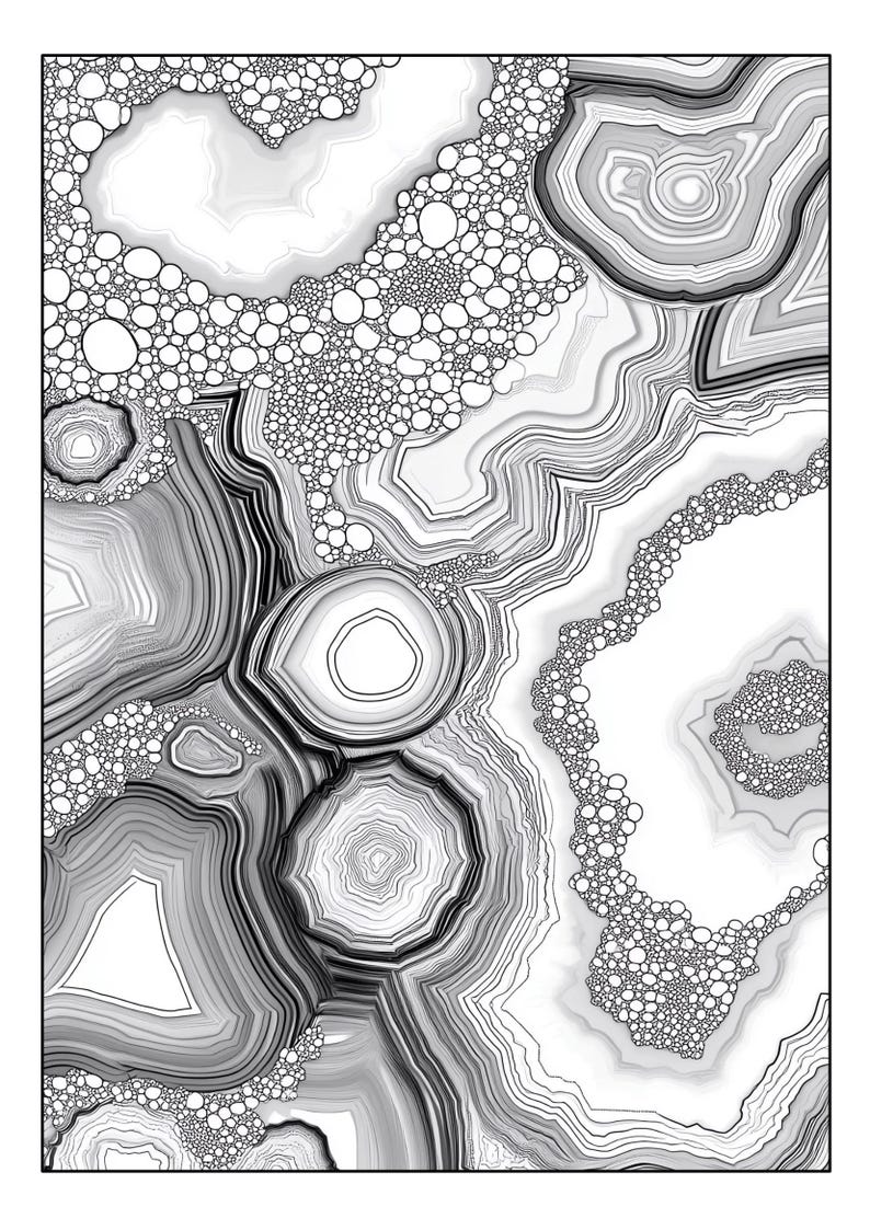 Stone Pattern Coloring Pages Set of 32 Printable Coloring Pages With Small Agate Stones in Section ...