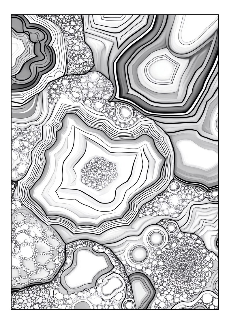 Stone Pattern Coloring Pages Set of 32 Printable Coloring Pages With Small Agate Stones in Section ...