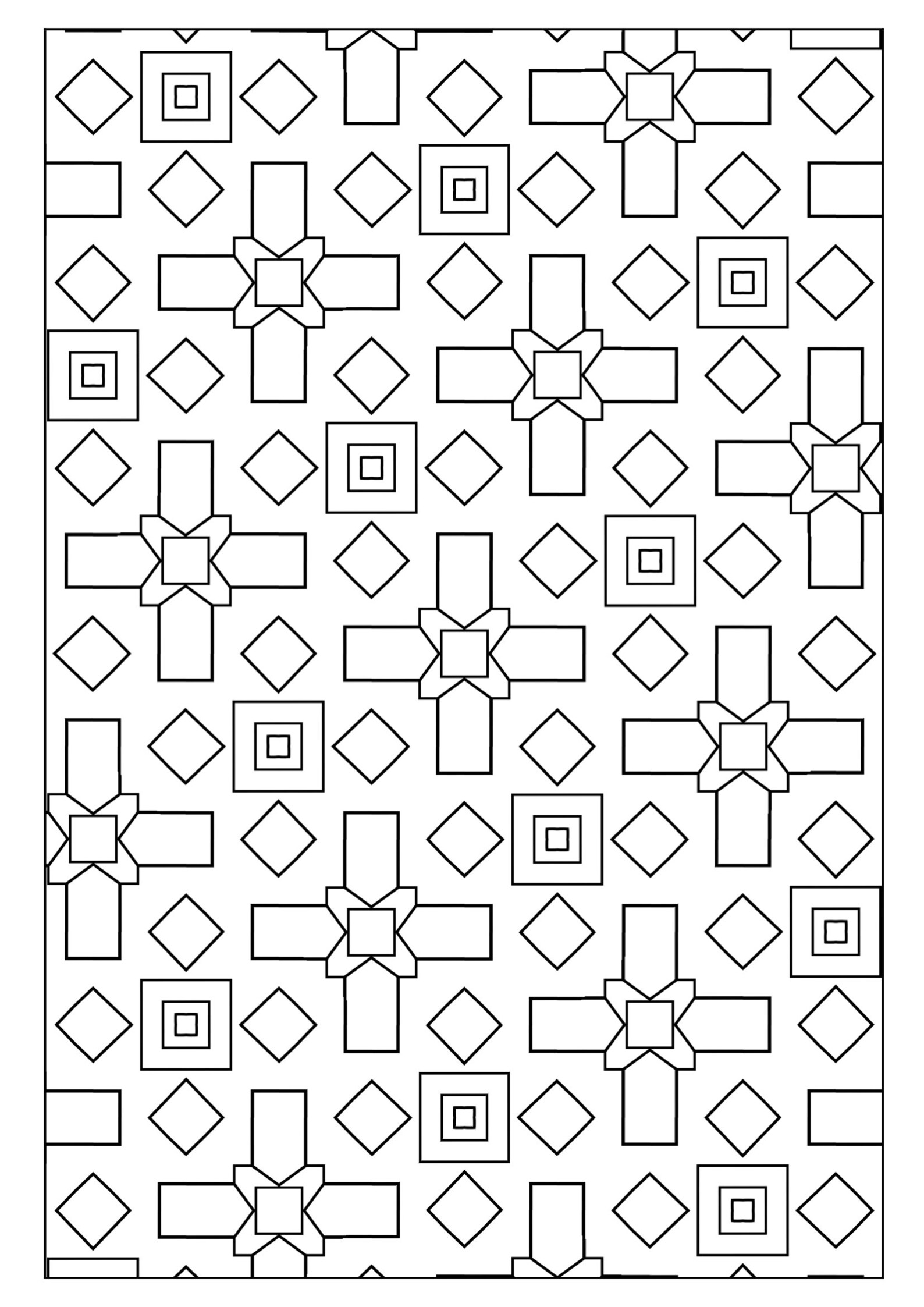 Set of 34 Printable Coloring Pages With Geometric Designs, Kids and ...