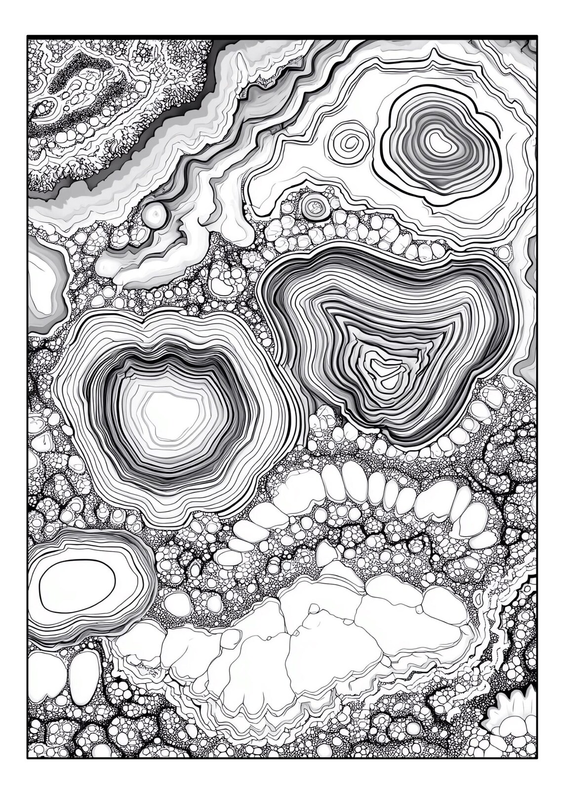 Stone Pattern Coloring Pages Set of 32 Printable Coloring Pages With Small Agate Stones in Section ...