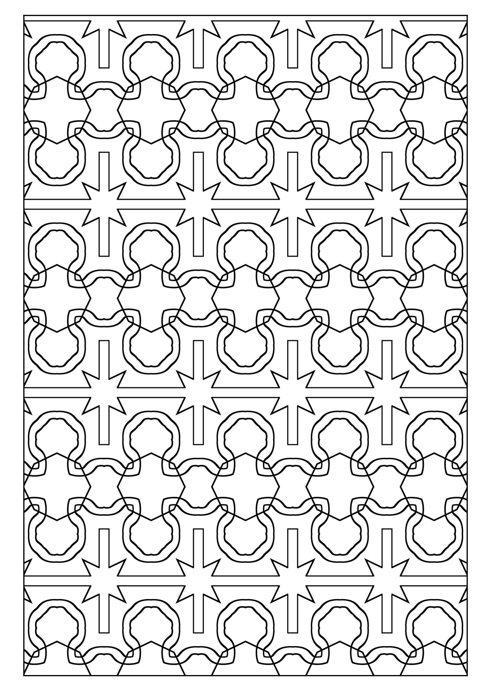 Stunning Hexagon Tessellation: Adult Coloring Page - printablesgenerator.com, image size:1654x2339