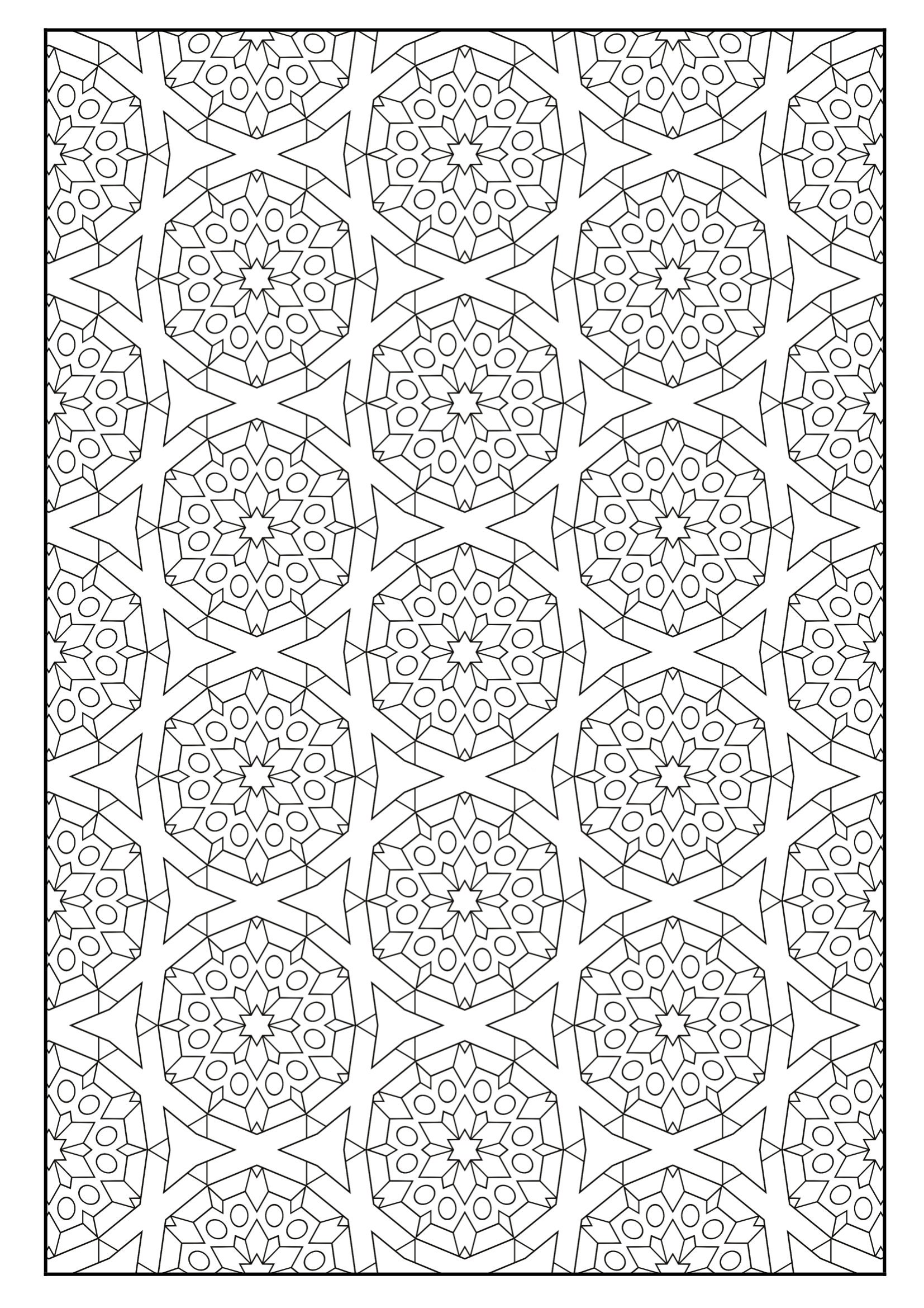 Set of 33 Printable Coloring Pages With Geometric Designs, Kids and ...