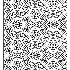 Set of 34 Printable Coloring Pages with Geometric Designs, Kids and Adults coloring pages, Patterns, Relaxing activity, Stress Relief Vol.34