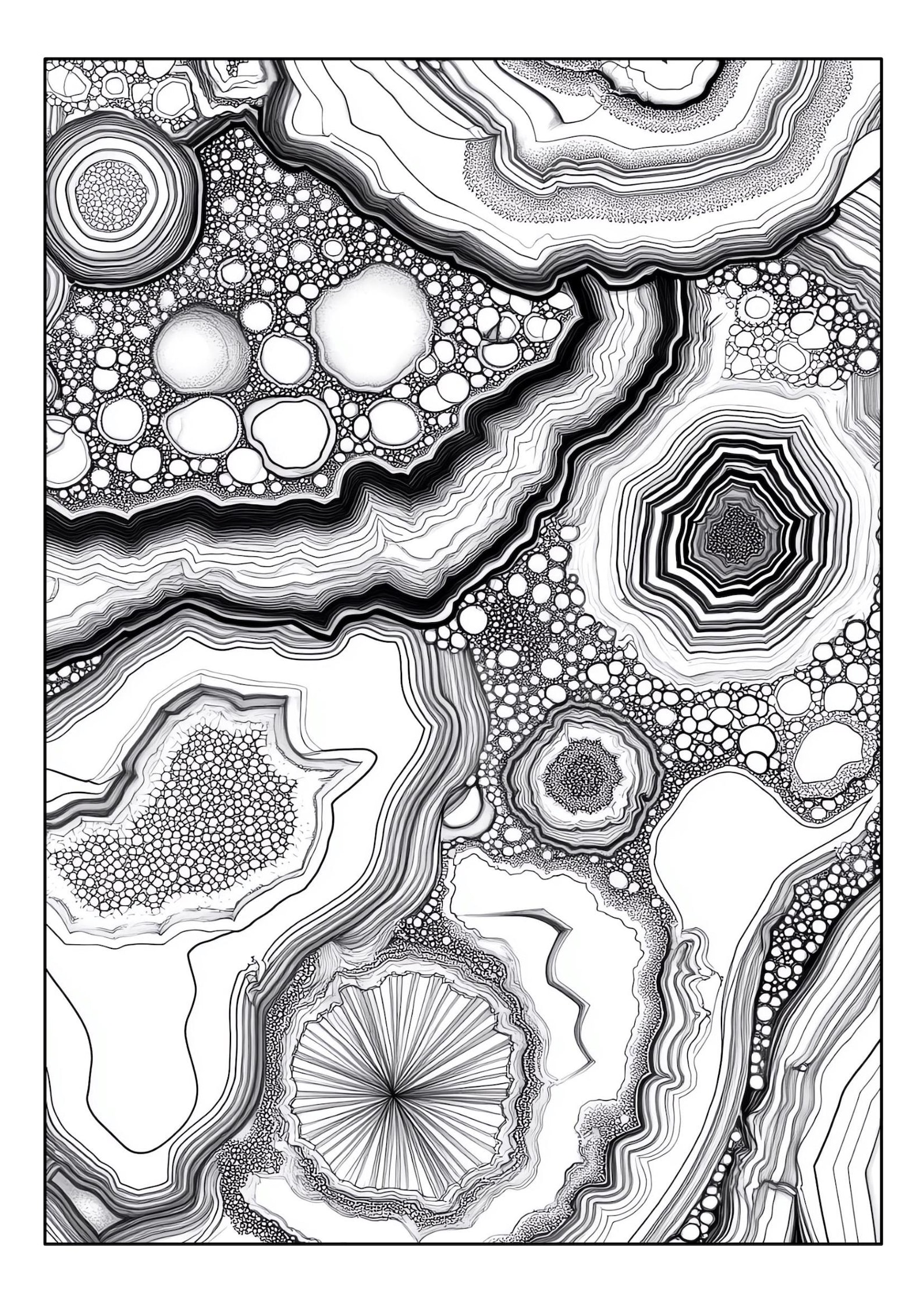 Set of 32 Printable Coloring Pages With Small Agate Stones in Section ...