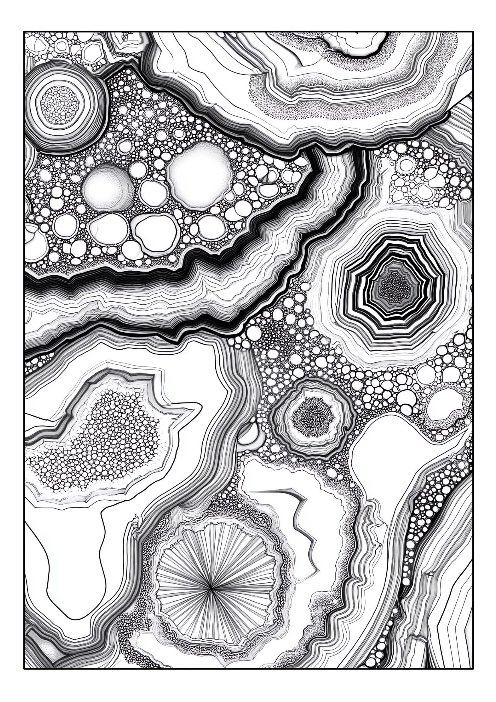 Stone Color Sheet Set of 32 Printable Coloring Pages With Small Agate Stones in Section ...