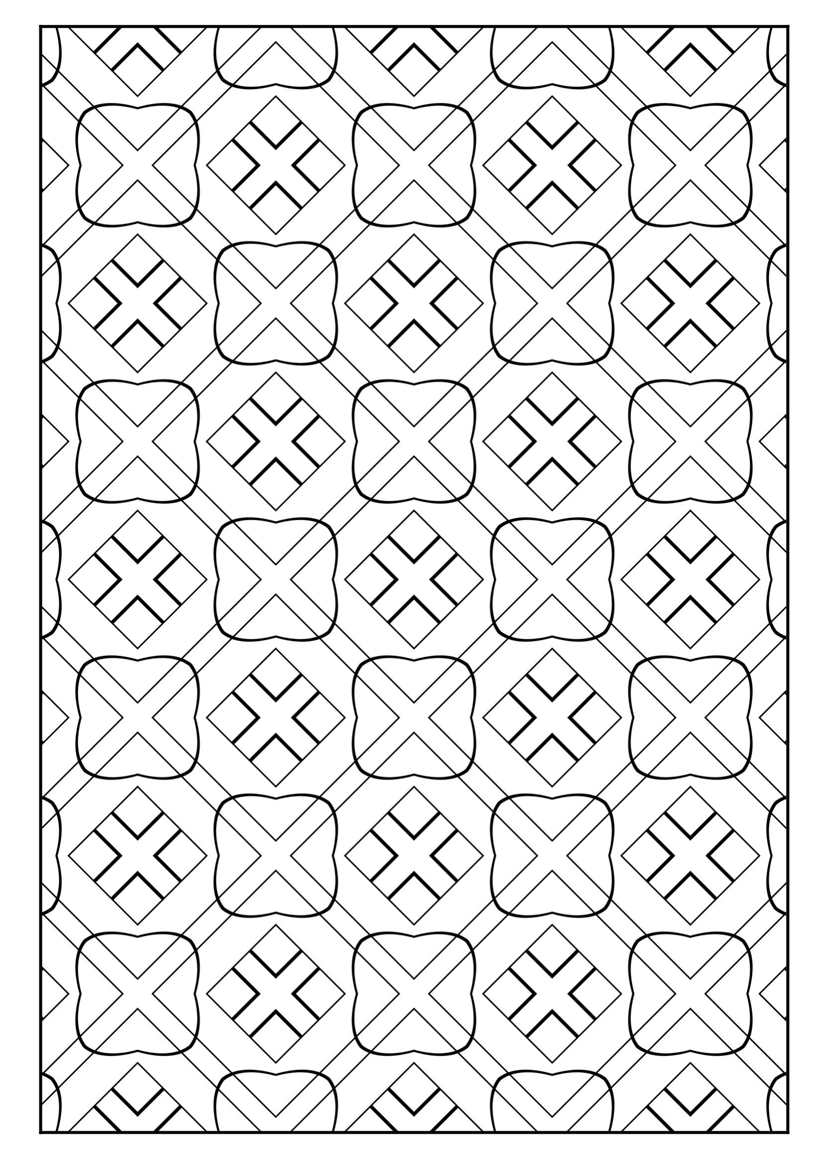 Set of 40 Printable Coloring Pages With Geometric Designs, Kids and ...
