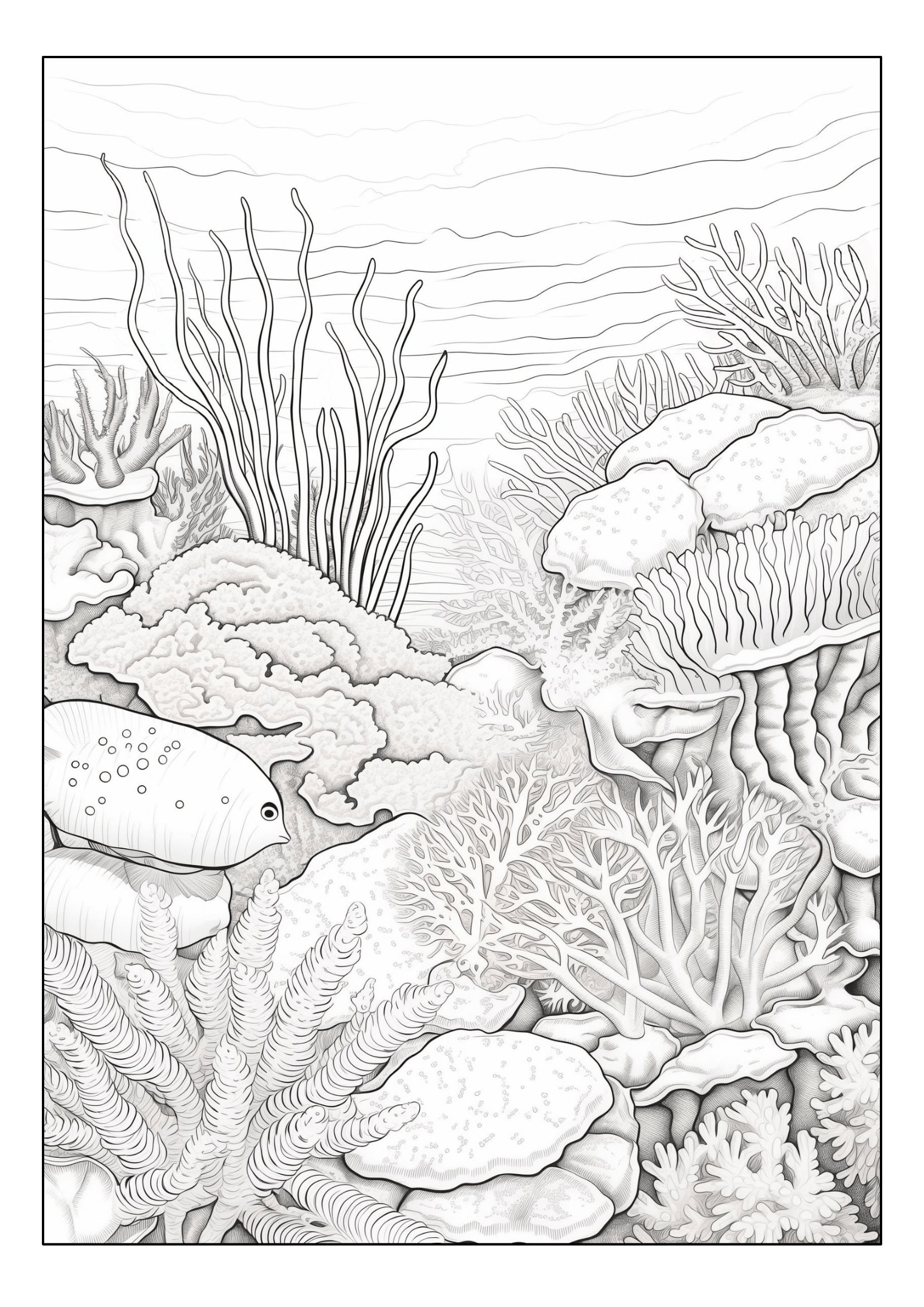 Set of 20 Coloring Pages With Sea Corals, Marine and Ocean Life, Coral ...