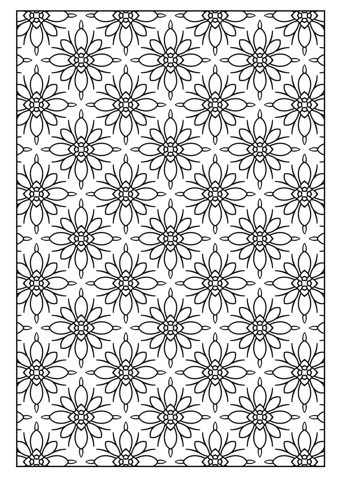 Conjunto de 33 páginas para colorear imprimibles con diseños geométricos.  Para niños y adultos, patrones, actividad relajante y alivio del estrés ..., image size:1080x1527