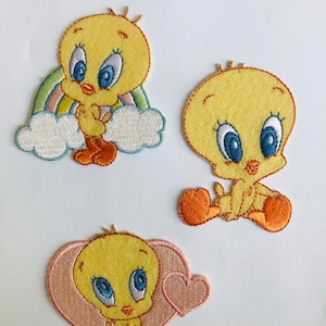 LOONEY TUNES - Tweety vogel opstrijkbare patches, cartoon patches Set van 3