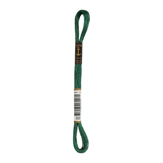322 (GREEN): Anchor Metallic Lamé Embroidery Thread Skein - 8m 322 (GREEN): Anchor Metallic Lamé Embroidery Thread Skein - 8m