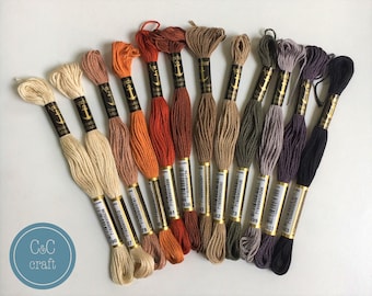 Anchor Mouline Assortment - Anchor Stranded Cotton 12 Skeins of Nature Landscape Colors