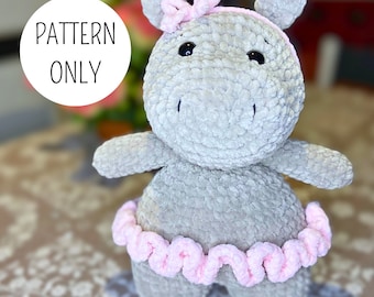 Crochet PATTERN hippo Amigurumi PDF download Easy Beginner Friendly Tutorial Baby Stuffed Animals Hippopotamus