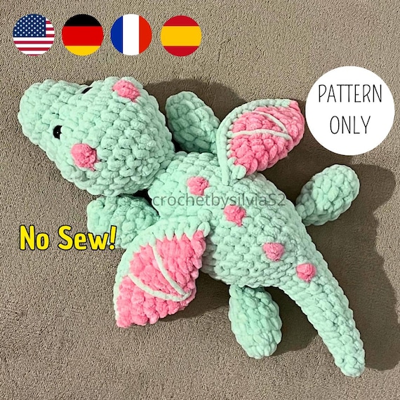 No-Sew Crochet Dragon Pattern: Easy Amigurumi Plushie (PDF Download