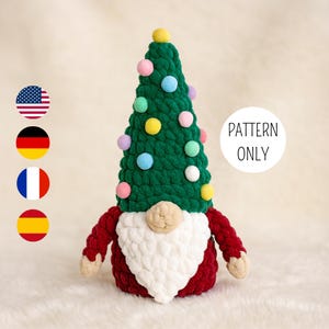 Christmas Tree Gnome Crochet Pattern, Amigurumi Gnome (PDF Download)