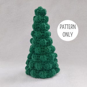 Gehaakt kerstboompatroon, eenvoudige amigurumi-decoratie met bobbelsteek voor de feestdagen, beginnersvriendelijke pdf-zelfstudie