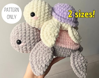 BUNDLE Schildkröte Häkelanleitung 2 Größen Small und Medium PDF Download Amigurumi Schildkröte Anleitung Häkeln Kuscheltier Häkelanleitungen Baby