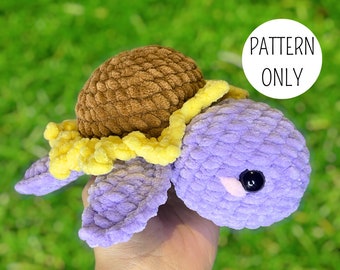 Crochet Sunflower Turtle Pattern: Easy Amigurumi Plushie Tutorial (PDF Download)