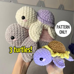 Crochet PATTERN Bundle Amigurumi Turtles PDF Download Turtle Crochet Patterns Stuffed Animal Crochet Baby Shower Gifts Easy Beginners