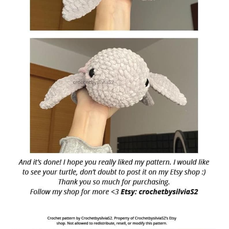 A turtle crochet plushie made with soft yarn, made with colours pink and grey. This is a medium sized turtle. This listing is a crochet pattern PDF tutorial.
