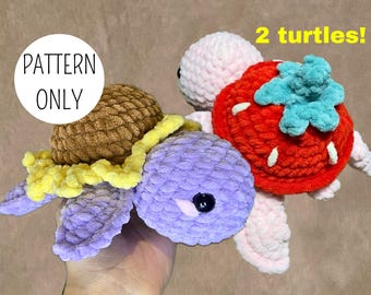Crochet Turtle Pattern BUNDLE: Amigurumi Strawberry & Sunflower Turtles (PDF Download)