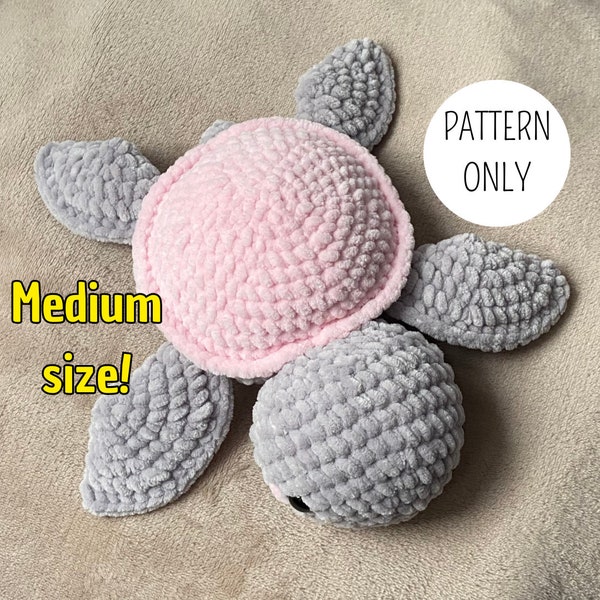 Modèle tortue au crochet PDF à télécharger Modèle de peluche Amigurumi Modèle grande tortue au crochet Modèle PDF cadeau de baby shower Modèle tortue de mer