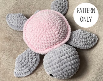 Patrón Tortuga Crochet PDF Descargar Patrón Amigurumi Plushie Patrón Tortuga Grande Patrón Crochet PDF Baby Shower Patrón Regalo Tortuga Marina