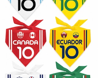 Dog Bandana: Soccer Jersey Style, Country Flags, Number 10