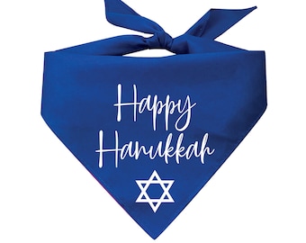 Happy Hanukkah Triangle Dog Bandana