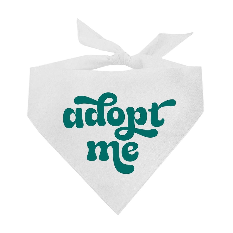 Adopt Me Teal Printed Dog Bandana (Assorted Colors Available) White