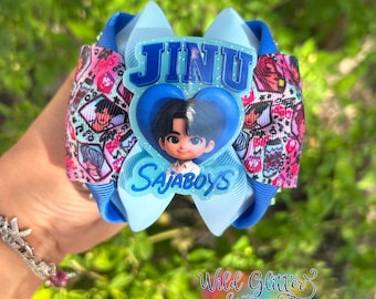 KPop Hair Bows: Jinu Soda Boy Inspired Hair Clip, Cute K Pop Cartoon Bow, Handmade Layered Bow for Fans & Collectors, Gift for K-Pop Lovers
