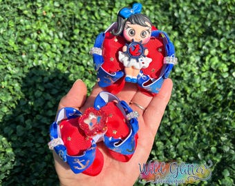 Patriotic Hair Bows Set, 4th of July Hair Bow, Red White Blue Girls Bow, American Flag Bow, Handmade Boutique Hair Clips, Holiday Hair Acces