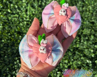 Easter Bunny Hair Bow – Carrot Bunny Boutique Bow, Spring Easter Hair Clip for Girls, Toddler & Baby Easter Hair Accessory