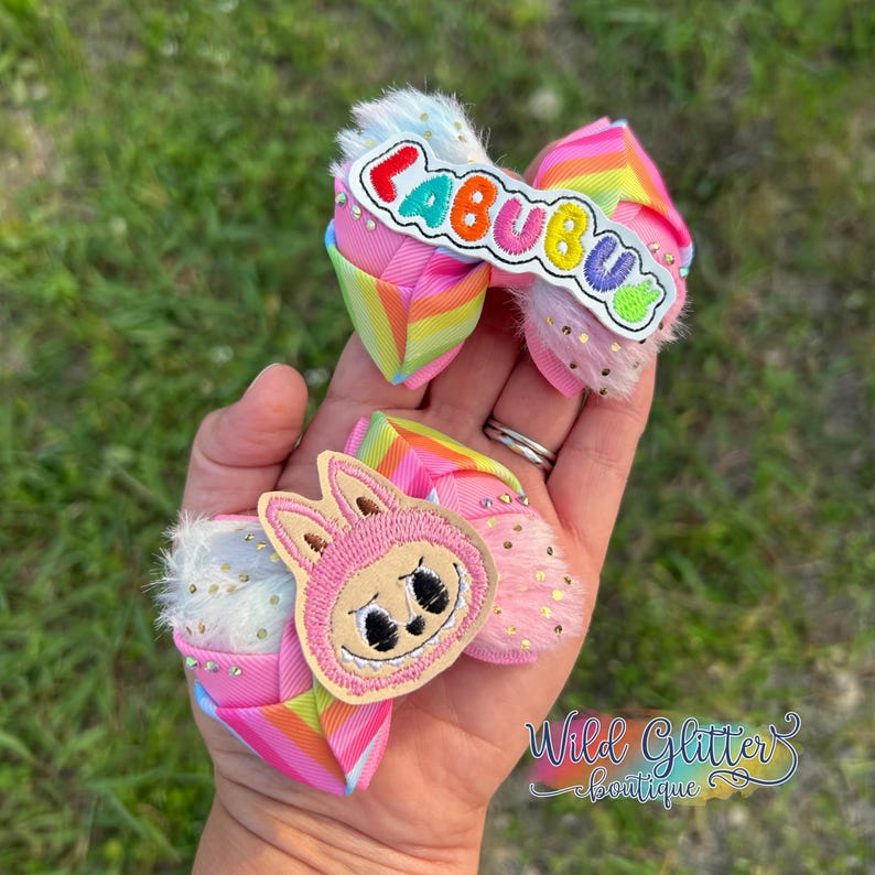 Labu Us Labu Hair Bow, Bubu Themed Piggies, Monster Pigtail Bows, Bows for ...